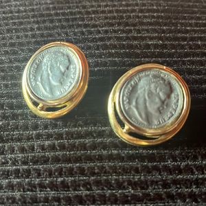 Earrings - Not sure but I believe they may be vintage Napoleon coin gold plated